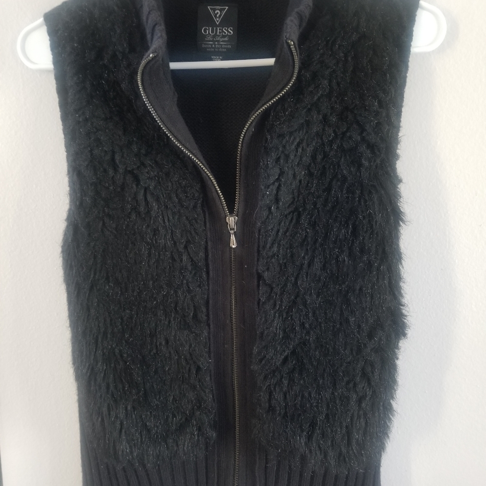 Ladies Guess Sweater Vest . Faux fur and sweater material